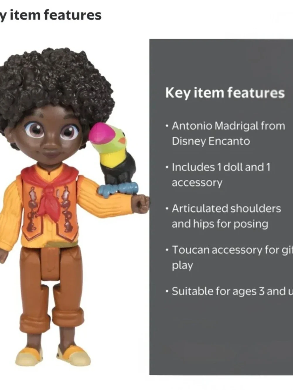 Brand New Small Disney's Encanto Antonio Madrigal Toy with parrot